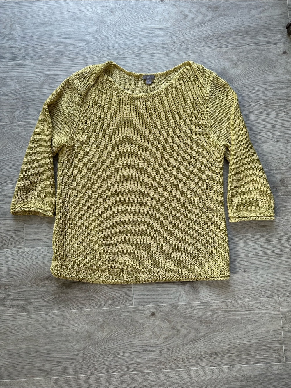 J. Jill Bright Chartreuse Green Yellow Boat Neck Textured Knit Sweater - XL